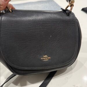Coach Black Leather Saddle Crossbody with Gold Hardware